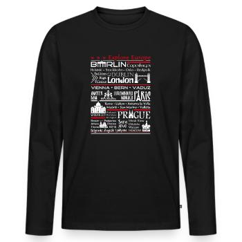 Explore Europe - Men's Premium Organic Long Sleeve Shirt - black - Front - Nico (187cm)