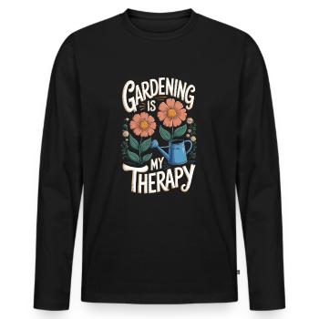 Gardening is my therapy - Men's Premium Organic Long Sleeve Shirt - black - Front - Nico (187cm)