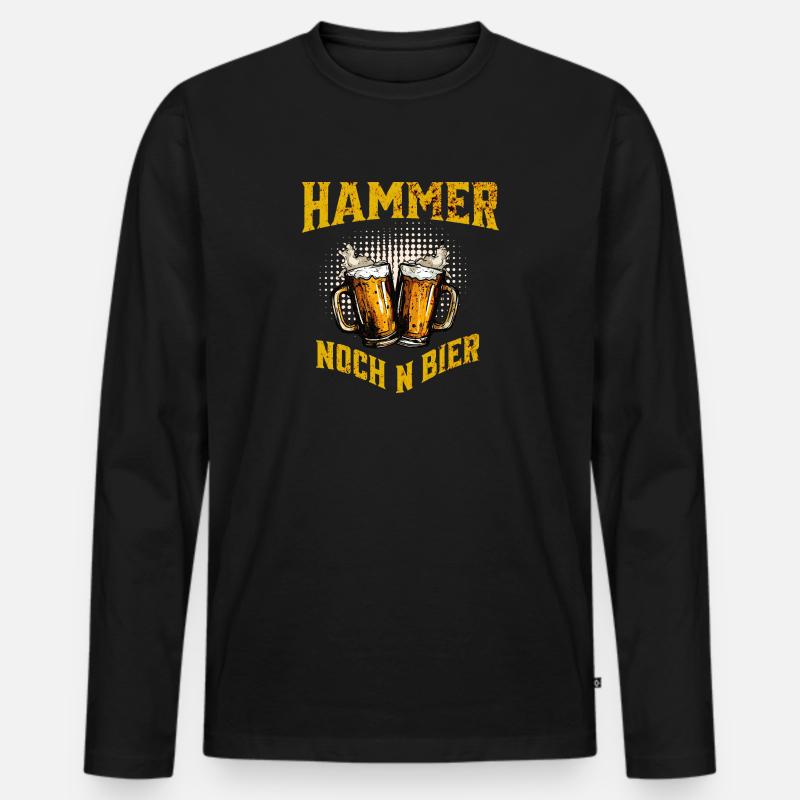 Bier...Hammer nochn Bier - Männer Premium Bio Langarmshirt - Schwarz