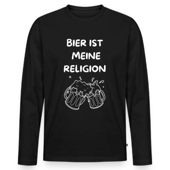 LA BIÈRE EST MA RELIGION - T-shirt manches longues Premium bio Homme - noir - Devant - Nico (187cm)