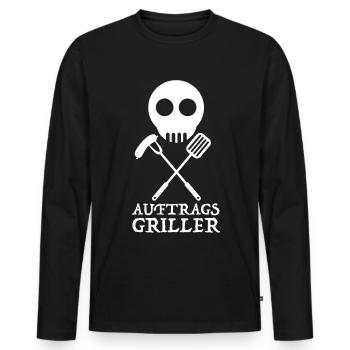 Auftrags Griller | grillen, Bier, Party, Freunde - Männer Premium Bio Langarmshirt - Schwarz - Vorne - Nico (187cm)