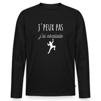 j'peux pas j'ai escalade cadeau anniversaire - T-shirt manches longues Premium bio Homme - noir - Devant - Nico (187cm)