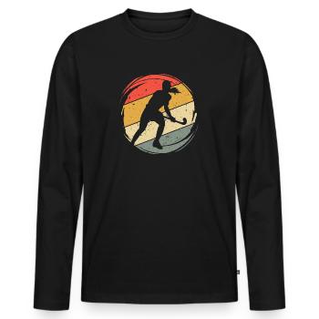 Hockeyspielerin Retro Feldhockey Hockey Frauen - Männer Premium Bio Langarmshirt - Schwarz - Vorne - Nico (187cm)