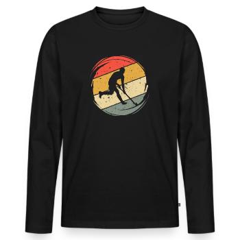 Joueur de hockey sur gazon Joueur de hockey rétro - T-shirt manches longues Premium bio Homme - noir - Devant - Nico (187cm)
