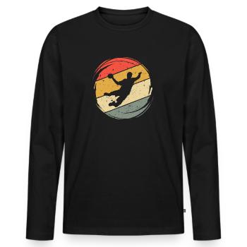 Joueur de handball Joueur de handball HandballEr Retro - T-shirt manches longues Premium bio Homme - noir - Devant - Nico (187cm)