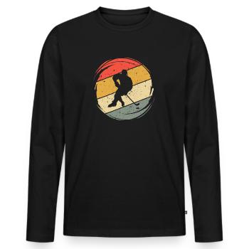 Hockey Rétro Joueurs de hockey sur glace Joueurs de hockey sur glace Joueurs de hockey sur glace - T-shirt manches longues Premium bio Homme - noir - Devant - Nico (187cm)