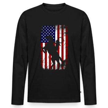 Cheval de drapeau des États-Unis - T-shirt manches longues Premium bio Homme - noir - Devant - Nico (187cm)