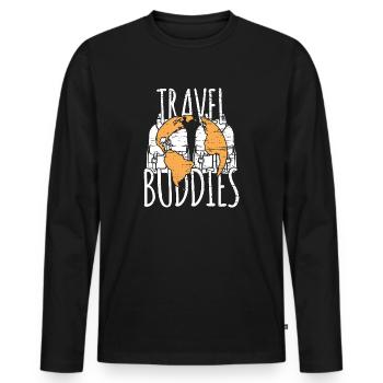 Reisen - Männer Premium Bio Langarmshirt - Schwarz - Vorne - Nico (187cm)
