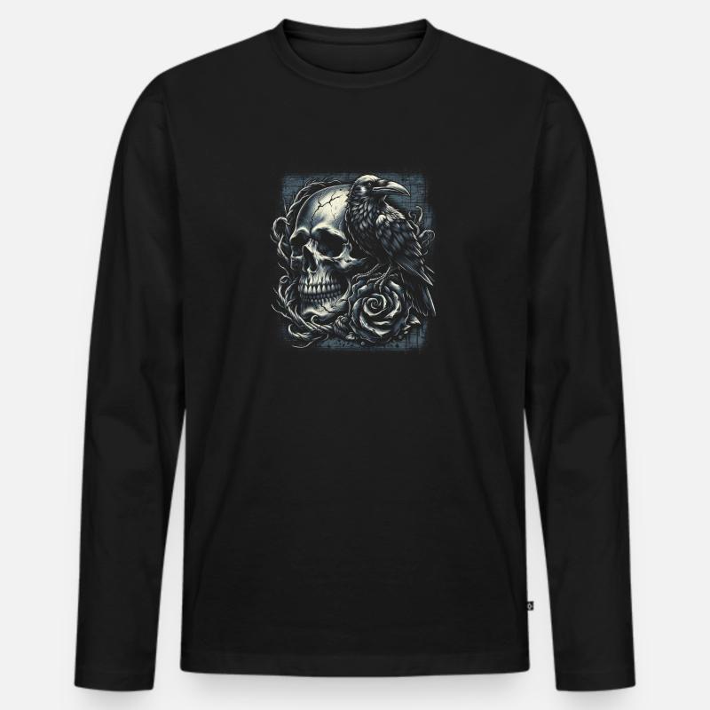 Gothic Memento Mori - Männer Premium Bio Langarmshirt - Schwarz