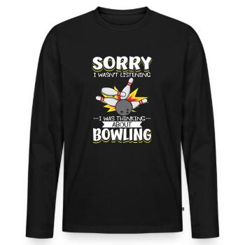 Bowling Im Kopf – Kegelabend Humor - Männer Premium Bio Langarmshirt - Schwarz - Vorne - Nico (187cm)