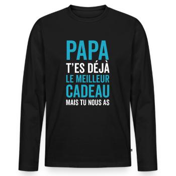Papa Tu Es Déjà Le Meilleur - T-shirt manches longues Premium bio Homme - noir - Devant - Nico (187cm)