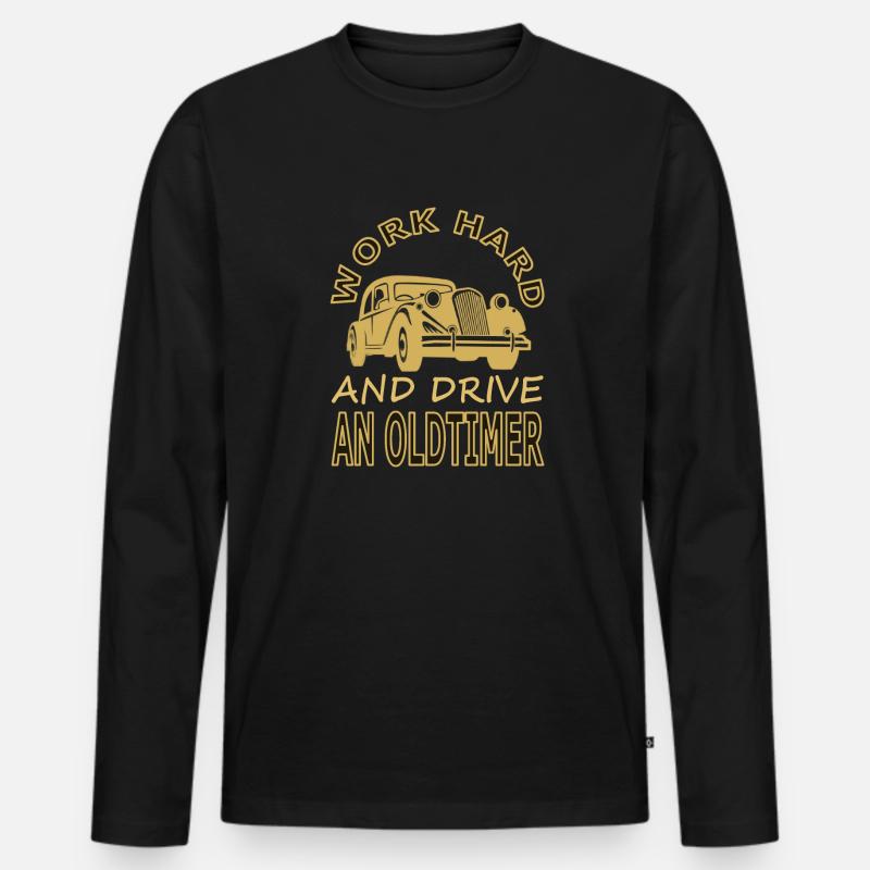 Oldtimer-Fahrer cooler Spruch Autofahrer Geschenk - Männer Premium Bio Langarmshirt - Schwarz