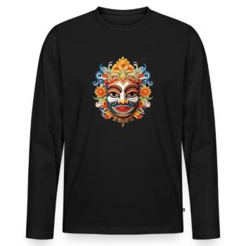 MASQUE BALI INDENOSIE - T-shirt manches longues Premium bio Homme - noir - Devant - Nico (187cm)