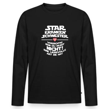 STAR KRANKENSCHWESTER Vorsichtig sein du musst... - Männer Premium Bio Langarmshirt - Schwarz - Vorne - Nico (187cm)