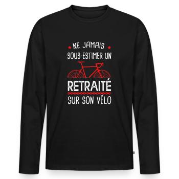un retraité sur son vélo humour retraite cycliste - T-shirt manches longues Premium bio Homme - noir - Devant - Nico (187cm)