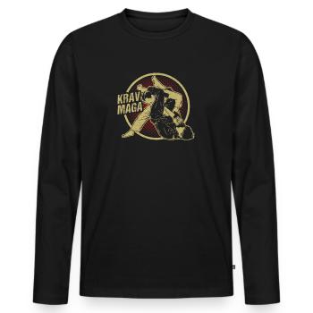 Krav Maga Martial Arts Krav Maga Fighter Combat - Men's Premium Organic Long Sleeve Shirt - black - Front - Nico (187cm)