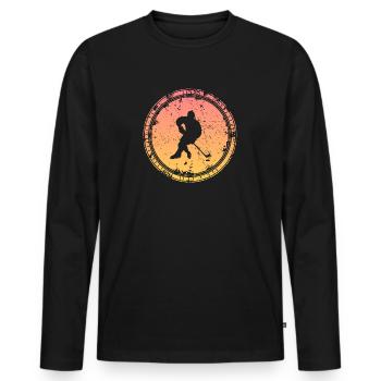 Hockey vintage hockey hockey sur glace joueurs de hockey sur glace joueurs - T-shirt manches longues Premium bio Homme - noir - Devant - Nico (187cm)