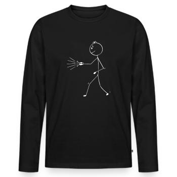 Stick figure avec lampe de poche - T-shirt manches longues Premium bio Homme - noir - Devant - Nico (187cm)