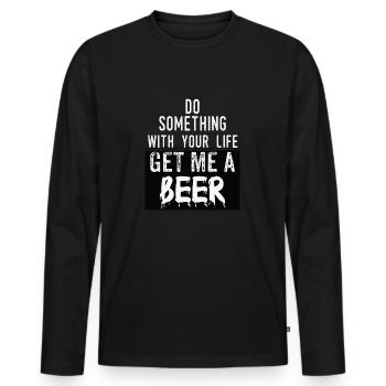 chemise cool bière chemise de bière - T-shirt manches longues Premium bio Homme - noir - Devant - Nico (187cm)