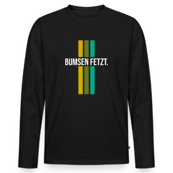 Bumsen fetzt - Männer Premium Bio Langarmshirt - Schwarz - Vorne - Nico (187cm)
