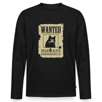 Wanted Dead And Alive Chat Schrodinger - T-shirt manches longues Premium bio Homme - noir - Devant - Nico (187cm)