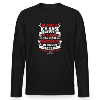 Schatz Schatzi beste Geschenk mich Paare Spruch - Männer Premium Bio Langarmshirt - Schwarz - Vorne - Nico (187cm)