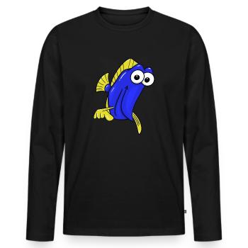 Poisson bleu et jaune - T-shirt manches longues Premium bio Homme - noir - Devant - Nico (187cm)