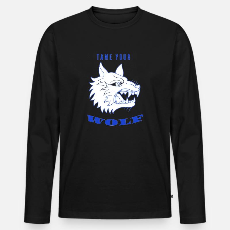 Zähme deinen WOLF - Männer Premium Bio Langarmshirt - Schwarz