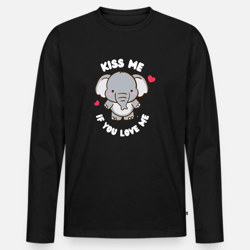 süßes Kinderdesign mit Elefant - Männer Premium Bio Langarmshirt - Schwarz