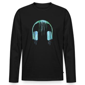earphone ink - Men's Premium Organic Long Sleeve Shirt - black - Front - Nico (187cm)