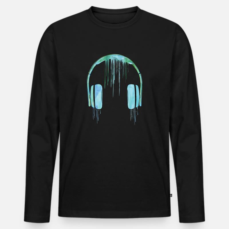 Kopfhörer-Tinte - Männer Premium Bio Langarmshirt - Schwarz
