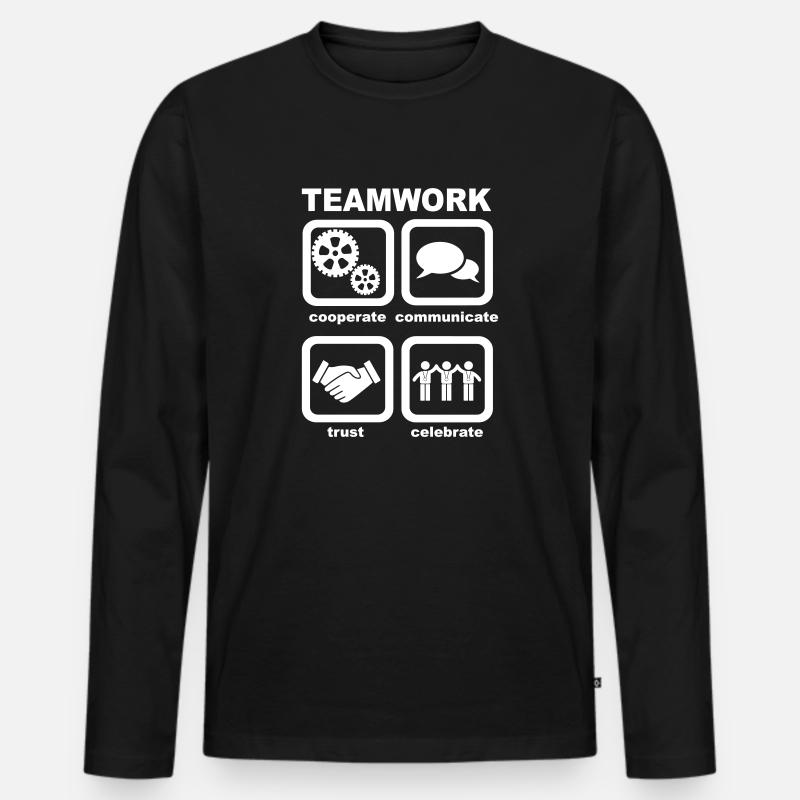 Teamwork - Männer Premium Bio Langarmshirt - Schwarz