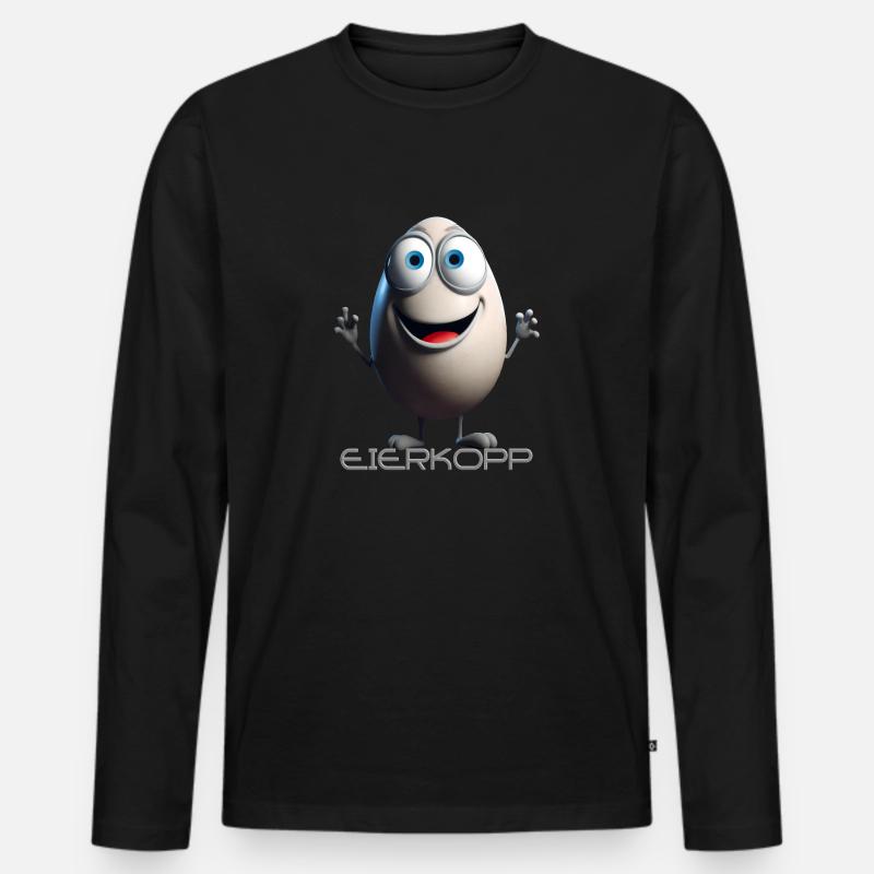 Eierkopp - Männer Premium Bio Langarmshirt - Schwarz