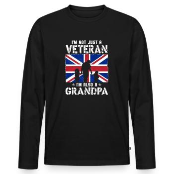 I'm Not Just A Veteran I m Also A Grandpa - Men's Premium Organic Long Sleeve Shirt - black - Front - Nico (187cm)