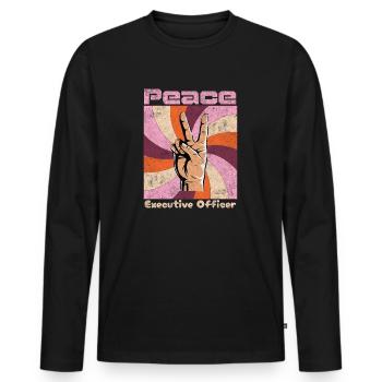 Friede. Hippie-Lebensstil - Männer Premium Bio Langarmshirt - Schwarz - Vorne - Nico (187cm)