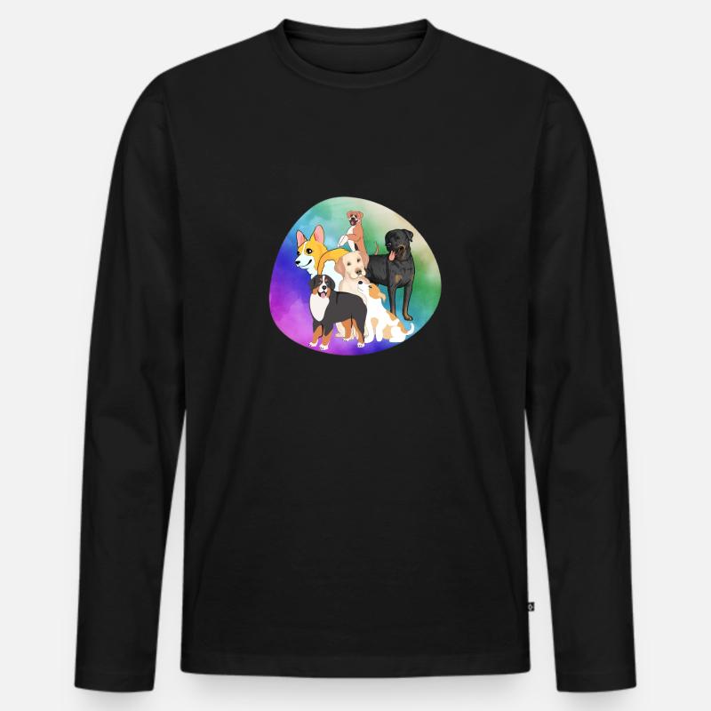 Hunde - Männer Premium Bio Langarmshirt - Schwarz