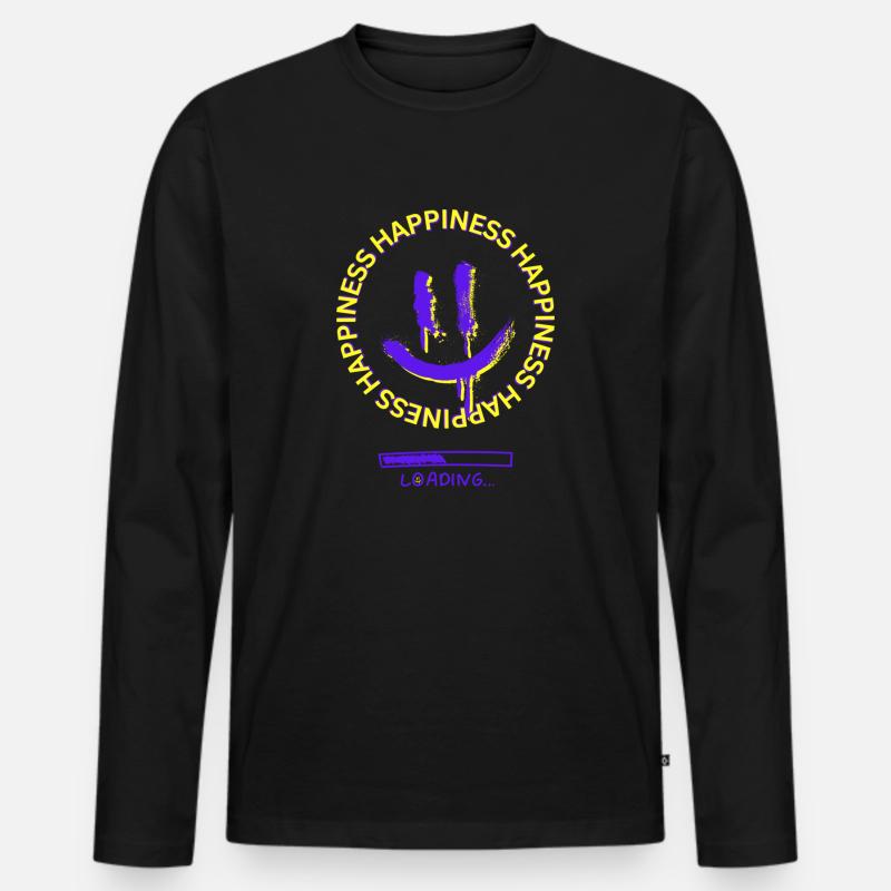 Happiness Loading - Männer Premium Bio Langarmshirt - Schwarz