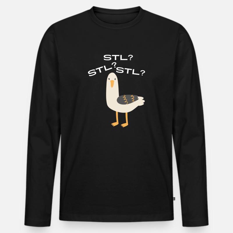 Möwe STL? - Männer Premium Bio Langarmshirt - Schwarz
