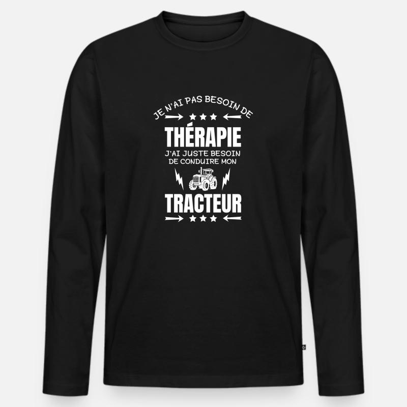 TRAKTOR THERAPIE - Männer Premium Bio Langarmshirt - Schwarz