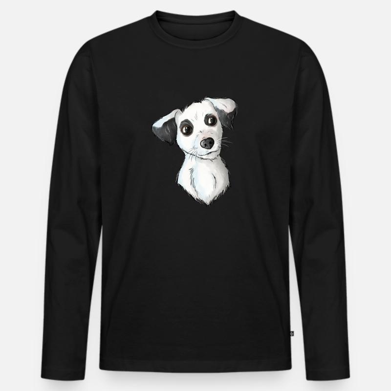 Jack Russell Pattern 6 - Männer Premium Bio Langarmshirt - Schwarz