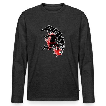 La puissance du football - T-shirt manches longues Premium bio Homme - anthracite chiné - Devant - Nico (187cm)