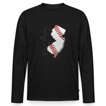 New Jersey (États-Unis) | Vrai baseball | Carte Sct - T-shirt manches longues Premium bio Homme - noir - Devant - Nico (187cm)
