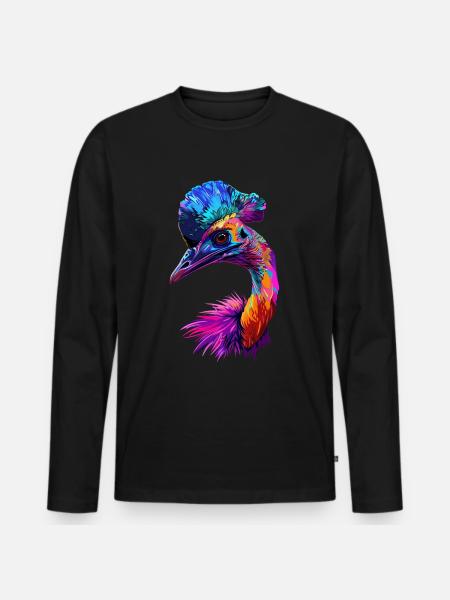 Kasuar - Männer Premium Bio Langarmshirt - Schwarz