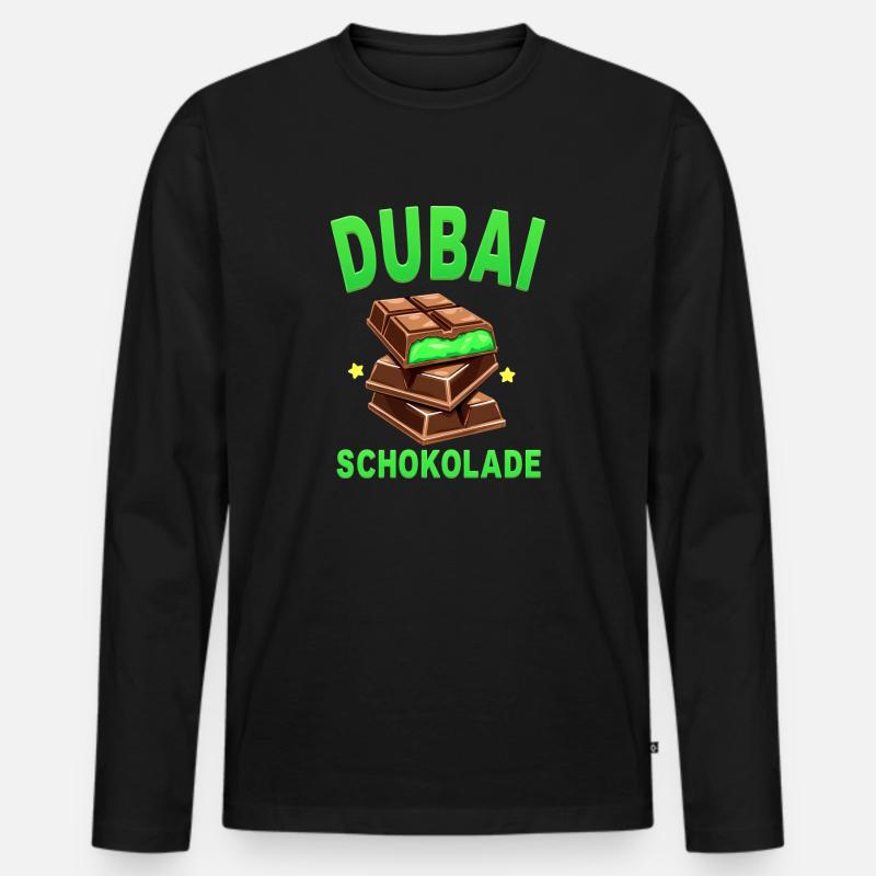Dubai-Schokolade - Lustiger Spruch - Männer Premium Bio Langarmshirt - Schwarz