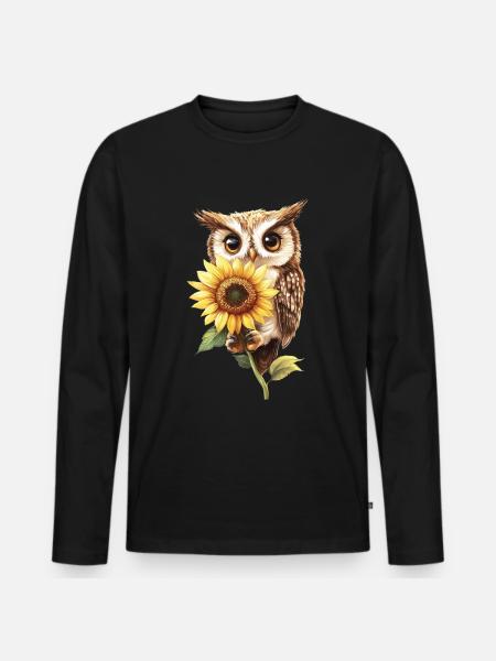 Schneeleopard - Männer Premium Bio Langarmshirt - Schwarz