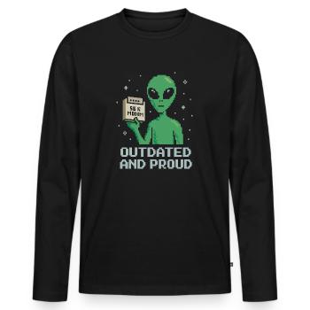 Démodé et fier – Pixel Alien Geek - T-shirt manches longues Premium bio Homme - noir - Devant - Nico (187cm)