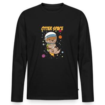 Otter Space | Outer Space - Men's Premium Organic Long Sleeve Shirt - black - Front - Nico (187cm)