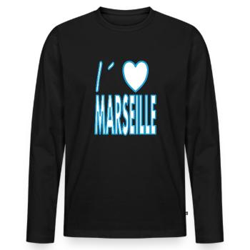 Born in Marseille Marseille France Gift - Men's Premium Organic Long Sleeve Shirt - black - Front - Nico (187cm)
