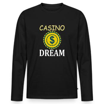 Casino Dream Earn Money Jackpot Poker Gift - Men's Premium Organic Long Sleeve Shirt - black - Front - Nico (187cm)