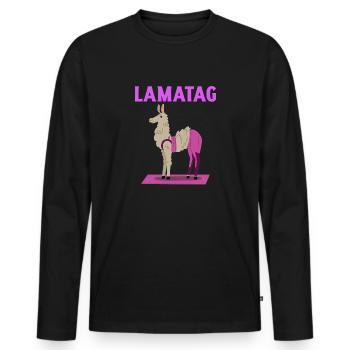Lamatag Lama KamelKamel Buckel in der Sahara gift - Männer Premium Bio Langarmshirt - Schwarz - Vorne - Nico (187cm)